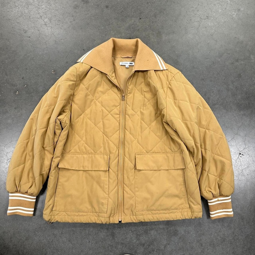 Uniqlo x JW Anderson Tan quilted diamond pattern bomber jacket Size XL